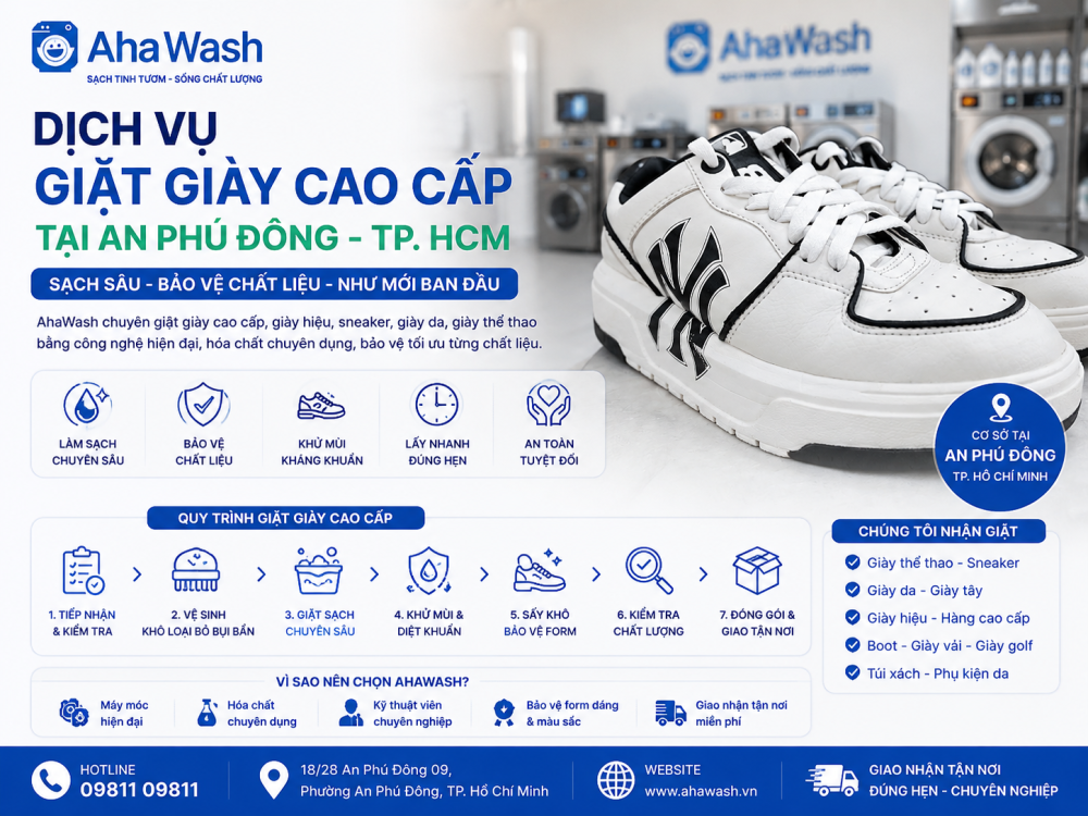 Dịch vụ giặt giày cao cấp tại An Phú Đông 09 TP.HCM | AhaWash