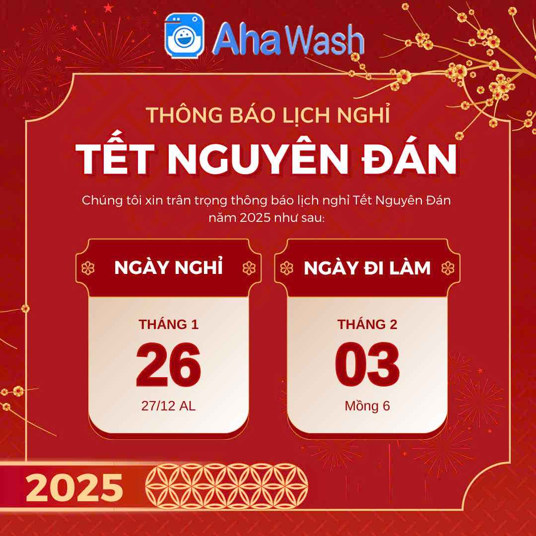 THÔNG BÁO LỊCH NGHỈ TẾT NGUYÊN ĐÁN 2025 TẠI AHAWASH